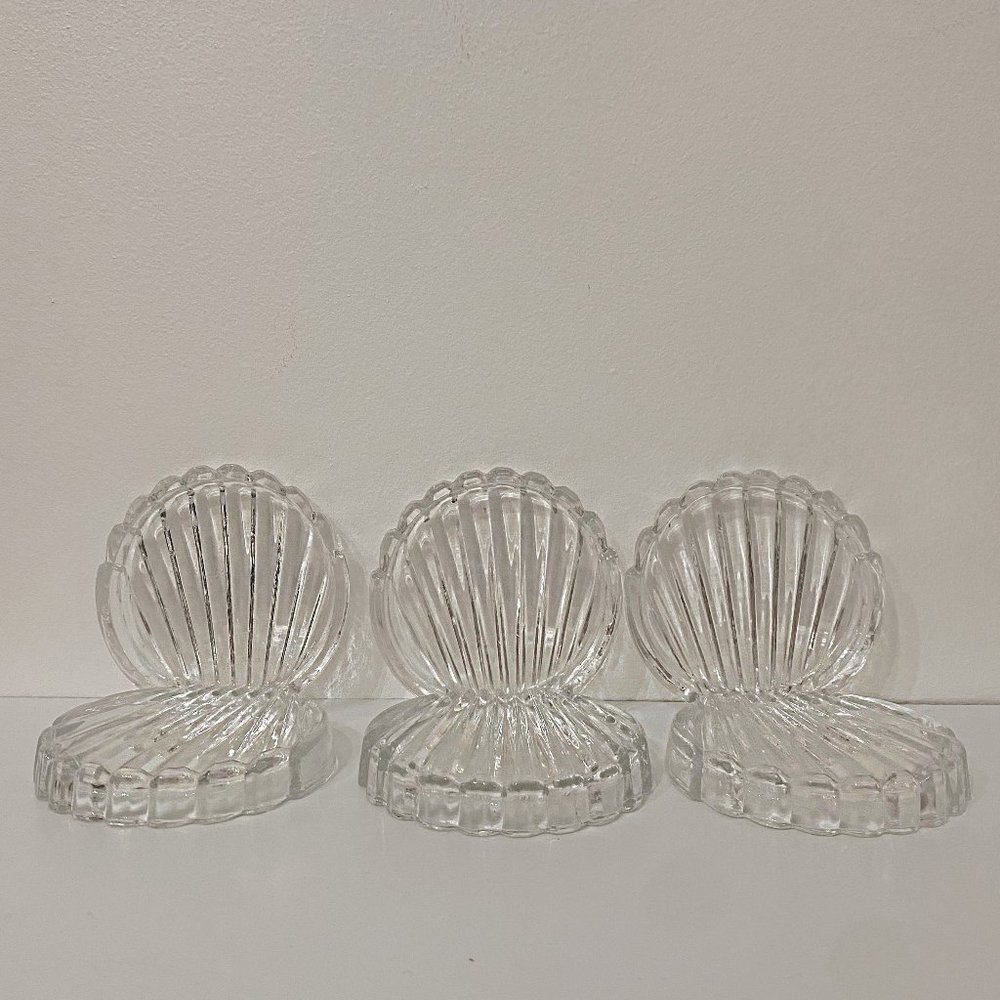 VTG Seashell Ribbed Glass Coasters, Set of 6